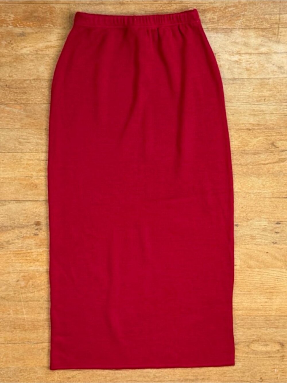 Vintage Red Wool/Acrylic Knit Maxi Pencil Skirt Size XS/Small 24-27" Waist